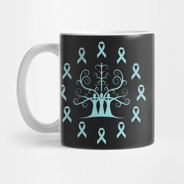 Ovarian Cancer Awareness Teal Ribbon Sisters Tree Of Life by SubtleSplit